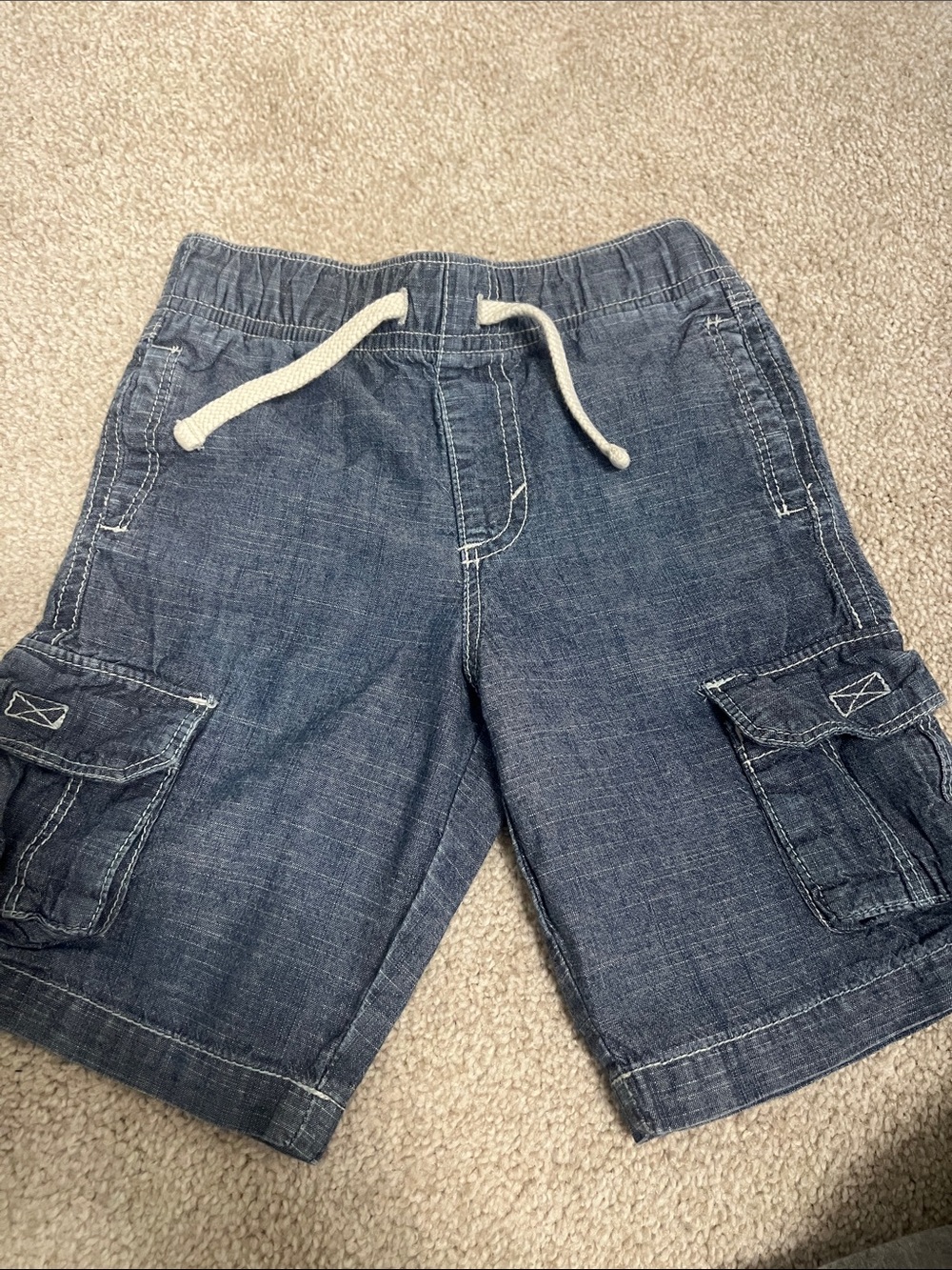 Old Navy Denim-Style Blue Cargo Shorts with Drawstring